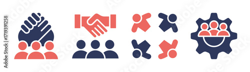 Teamwork icon set multiple concept collection