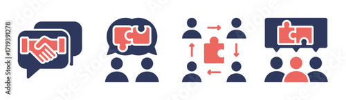 Collaboration icon set multiple concept collection
