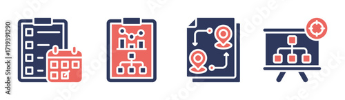 Planning icon set multiple concept collection