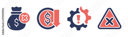Failure icon set multiple concept collection