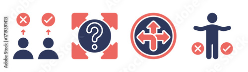 Decision icon set multiple concept collection