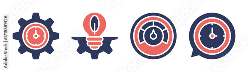 Efficiency icon set multiple concept collection