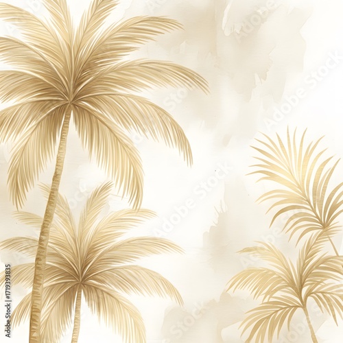 Elegant Golden Palm Trees against a Soft Watercolor Sky