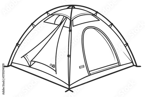 Tent Illustration: An illustration of a dome tent, perfect for outdoor adventure and camping.