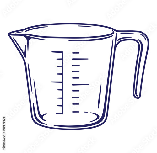 Vector illustration of a measuring cup with measurement markings for culinary purposes