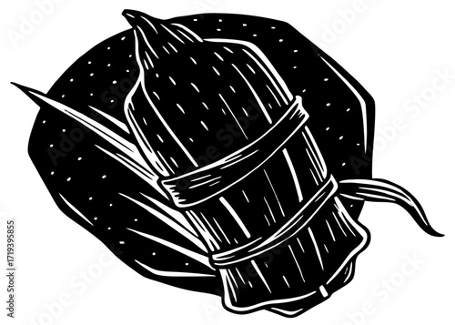 Tamale Silhouette Wrapped in Corn Husk, American Food SVG, PNG