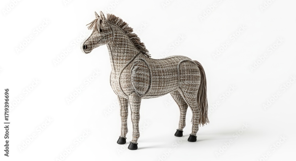 Fototapeta premium A realistic 3D render of a grey horse standing on a white background.