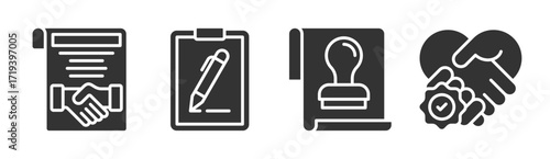 Contract icon set multiple concept collection