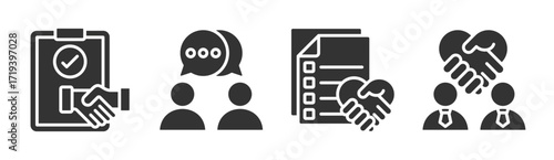 Negotiation icon set multiple concept collection