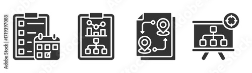 Planning icon set multiple concept collection