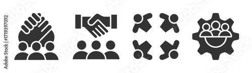 Teamwork icon set multiple concept collection