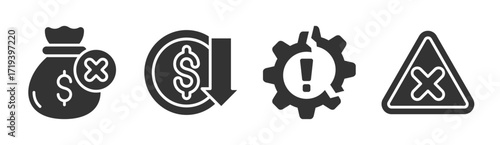 Failure icon set multiple concept collection