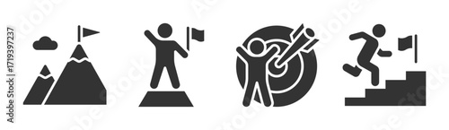 Challenge icon set multiple concept collection