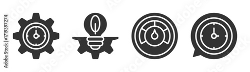 Efficiency icon set multiple concept collection