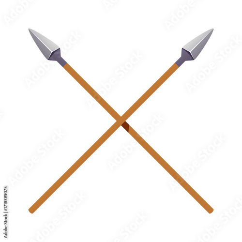 Crossed spears vector isolated illustration