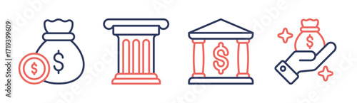 Capital icon set multiple concept collection