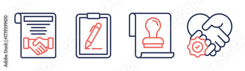 Contract icon set multiple concept collection