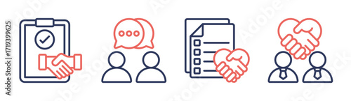 Negotiation icon set multiple concept collection
