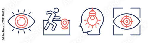 Vision icon set multiple concept collection