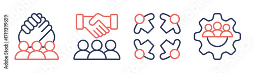 Teamwork icon set multiple concept collection
