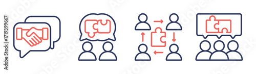 Collaboration icon set multiple concept collection