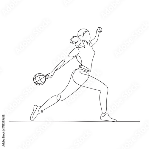 Continuous Simple black line art drawing of a Volley Ball in a minimalist style on a white background.