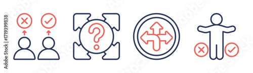 Decision icon set multiple concept collection