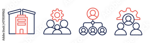 Organization icon set multiple concept collection