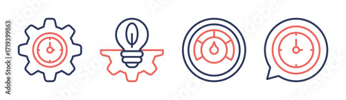 Efficiency icon set multiple concept collection