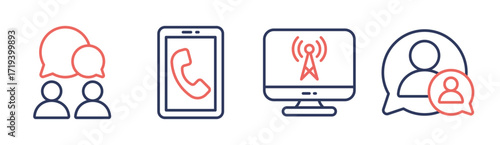 Communication icon set multiple concept collection