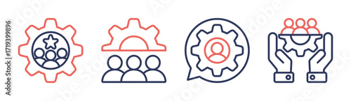 Management icon set multiple concept collection