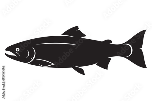 silhouette vector art salmon fish.eps
