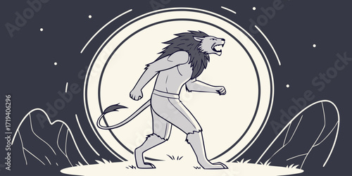 Flat design werewolf illustration

