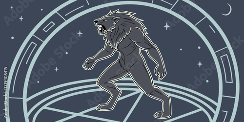 Flat design werewolf illustration
