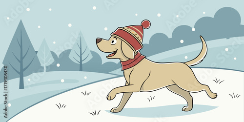 Merry christmas festival background with cute dog design
