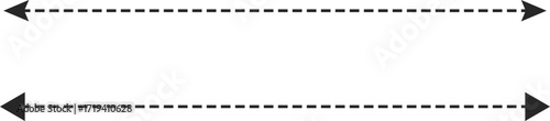 Dual sided dotted line arrow icon set. Horizontal long straight dashed line arrows collection. Double side long arrow symbol. Two sided long arrow