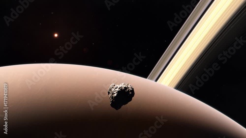 Asteroid Entering the Solar System and Passing Saturn in 4K Resolution