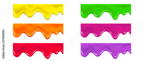 Pink, green, yellow, orange drip cream drops, jelly.