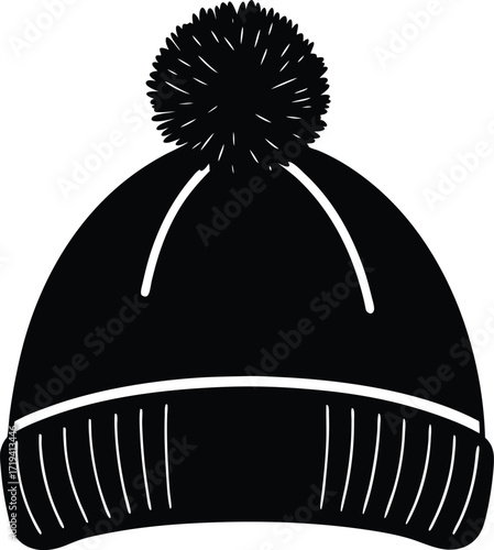 winter hat with pom pom on white background.eps