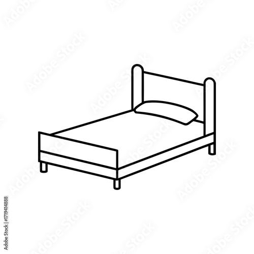 A simple bed illustration on transparent background