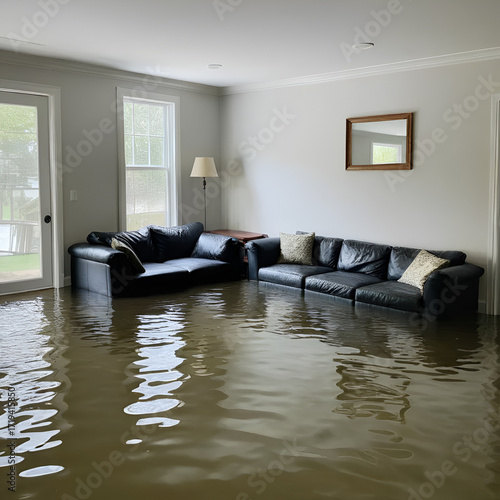 Flooded living room disaster