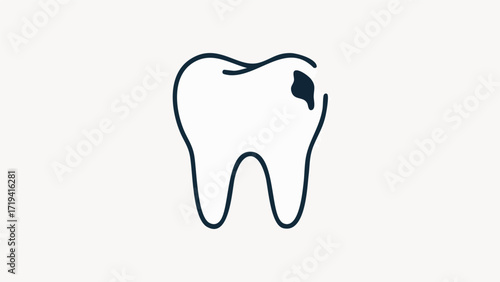 A Scandinavian-style illustration of a cavity. Simple, minimalist illustration. Oral cavity. Dentist. Brushing teeth. Toothpaste.