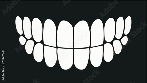 Scandinavian-style teeth alignment. Orthodontics. Beautiful teeth alignment. Monster. Simple, minimalist illustration. Dentistry.
