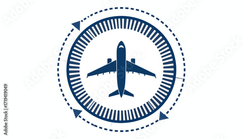 Airplane in a Circular Timeline Concept of Travel, Flight, and Journey Progression