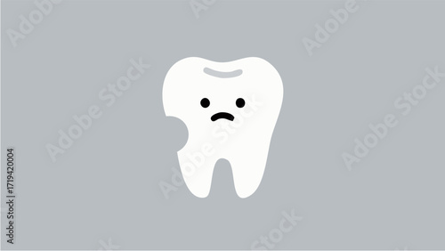 A Scandinavian-style illustration of a cavity. Simple, minimalist illustration. Oral cavity. Dentist. Brushing teeth. Toothpaste.