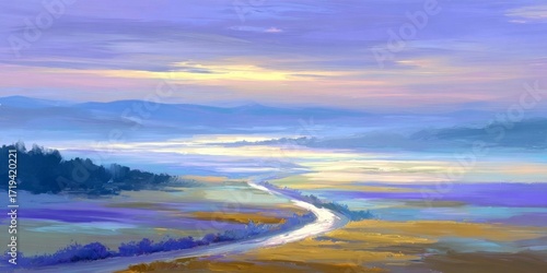 sunset over the river