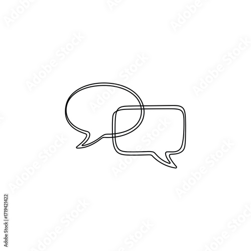 Continuous Line Drawing Depicting Speech Bubbles Conversation Communication and Dialogue Conceptualizing an Idea Expression Creative and Artistic Representation