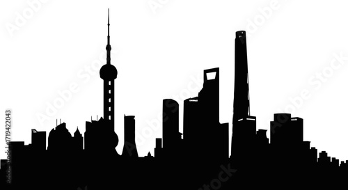 Iconic Shanghai Skyline Silhouette