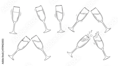 Champagne glasses toasting celebration festive drinks elegant clinking cheers sparkling wine party occasion silhouette