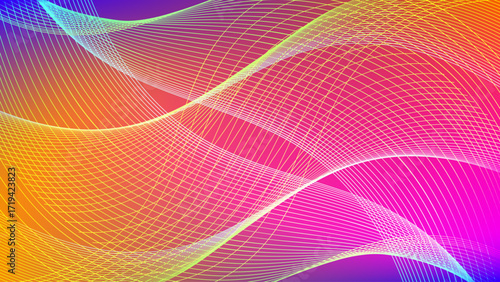 Wavy blended lines with purple pink gradient mesh abstract background nice for wallpaper or banner